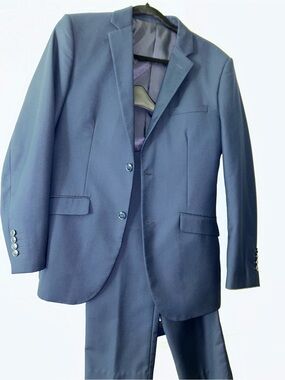 Alain Duppetit Men's Navy Blue Two-Piece Suit Blazer & Pants